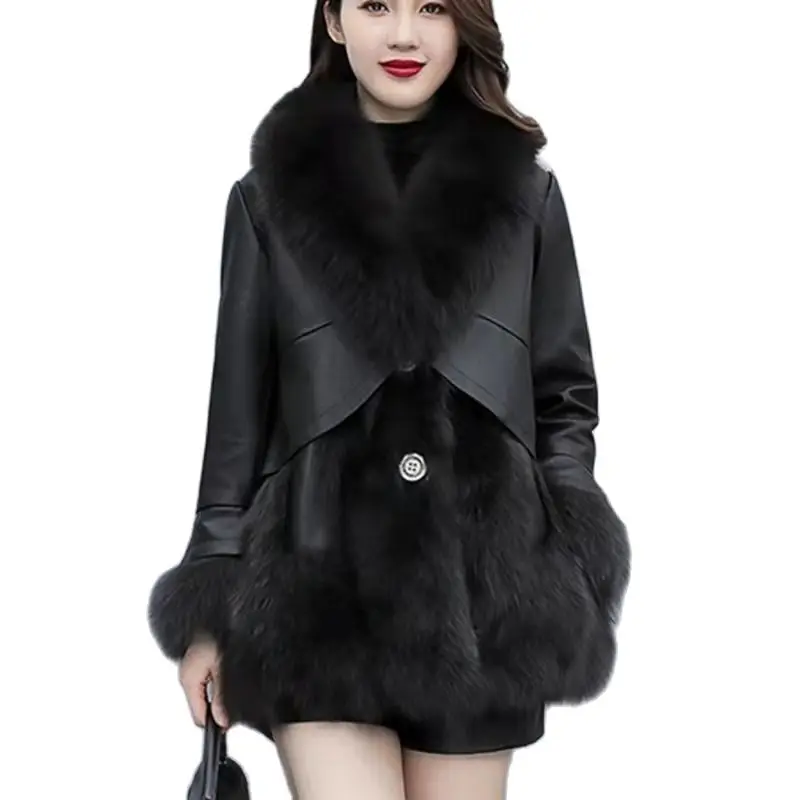 Jacket Women Faux Fur Coat Women New Winter Fashion Faux Fox Fur Collar Warm PU Leather Jacket Women's Outerwear Black Femme
Jacket Women Faux Fur Coat Women New Winter Fashion Faux Fox Fur Collar Warm PU Leather Jacket Women's Outerwear Black Femme