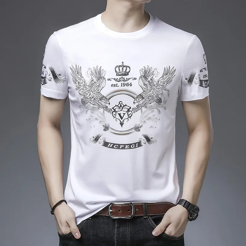 2021 fashion trend printed short sleeve t-shirt men's round neck loose thin bottomed top half sleeve white cotton T-shirt
2021 fashion trend printed short sleeve t-shirt men's round neck loose thin bottomed top half sleeve white cotton T-shirt