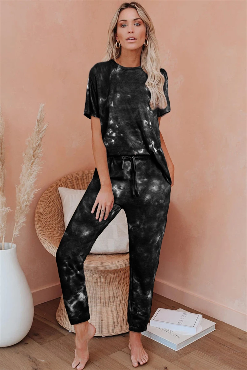 Tie Dye Tracksuit Women's Sets Summer Clothes Short Sleeve Pullover Top and Pants Suits Female Two Piece Set Streetwear Outfits
Tie Dye Tracksuit Women's Sets Summer Clothes Short Sleeve Pullover Top and Pants Suits Female Two Piece Set Streetwear Outfits
