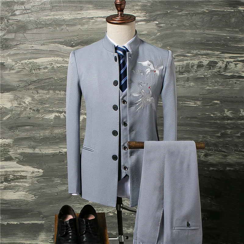Classic Red Men Suit coat with Vest and Pants Fashion Chinese Retro Style Men Wedding Groom Suit Size 4XL Stand Collar Suits Man
Classic Red Men Suit coat with Vest and Pants Fashion Chinese Retro Style Men Wedding Groom Suit Size 4XL Stand Collar Suits Man