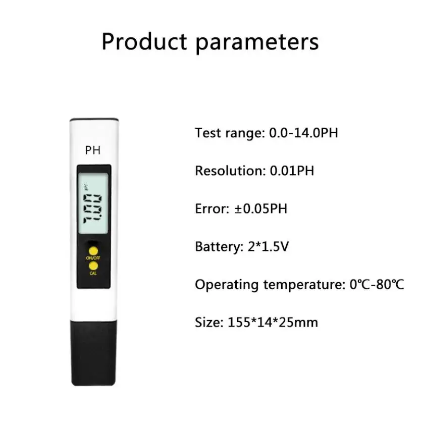 Newly upgraded PH02S test pen, one-key automatic calibration of pH meter, high-definition large-screen digital display ph pen
Newly upgraded PH02S test pen, one-key automatic calibration of pH meter, high-definition large-screen digital display ph pen