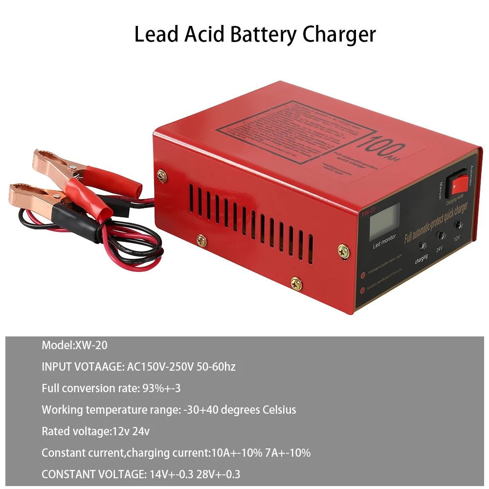 Car Battery Charger Automatic Intelligent Pulse Repair 12V/24V 10A 6-105AH With Adapter EU Plug
Car Battery Charger Automatic Intelligent Pulse Repair 12V/24V 10A 6-105AH With Adapter EU Plug