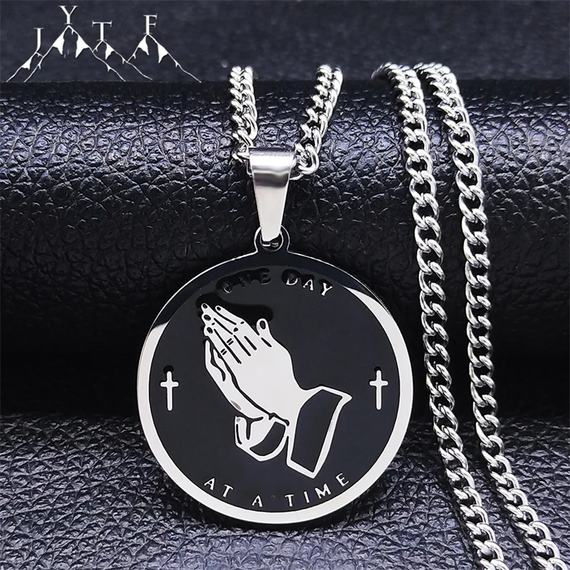 Put Your Hands Together To Pray the Cross Stainless Steel Chain Necklaces Men Black Silver Color Necklaces Jewelry XH309S05
Put Your Hands Together To Pray the Cross Stainless Steel Chain Necklaces Men Black Silver Color Necklaces Jewelry XH309S05