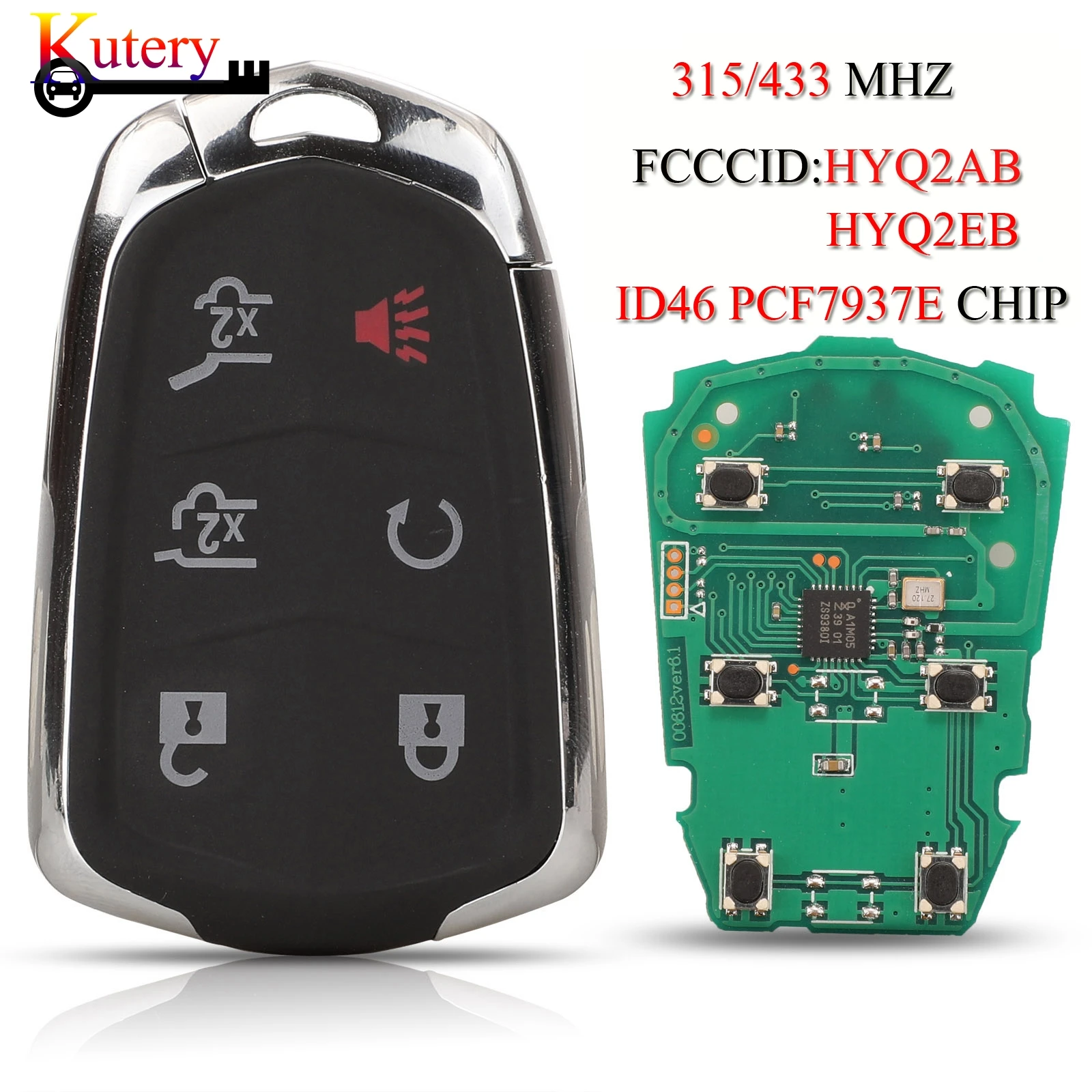 Kutery 5 шт./лот дистанционного смарт ключи для Cadillac 2015 2016 2017 2018 2019 HYQ2AB HYQ2EB 315/433 МГц ID46 PCF7937E 6 кнопок
Kutery 5 шт./лот дистанционного смарт ключи для Cadillac 2015 2016 2017 2018 2019 HYQ2AB HYQ2EB 315/433 МГц ID46 PCF7937E 6 кнопок