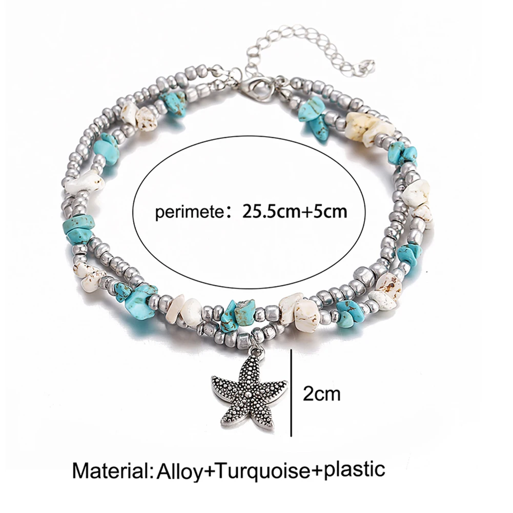 Women Fashion Starfish Beaded Pendant Ankle Bracelet Foot Chain Beach Jewelry 
Women Fashion Starfish Beaded Pendant Ankle Bracelet Foot Chain Beach Jewelry
