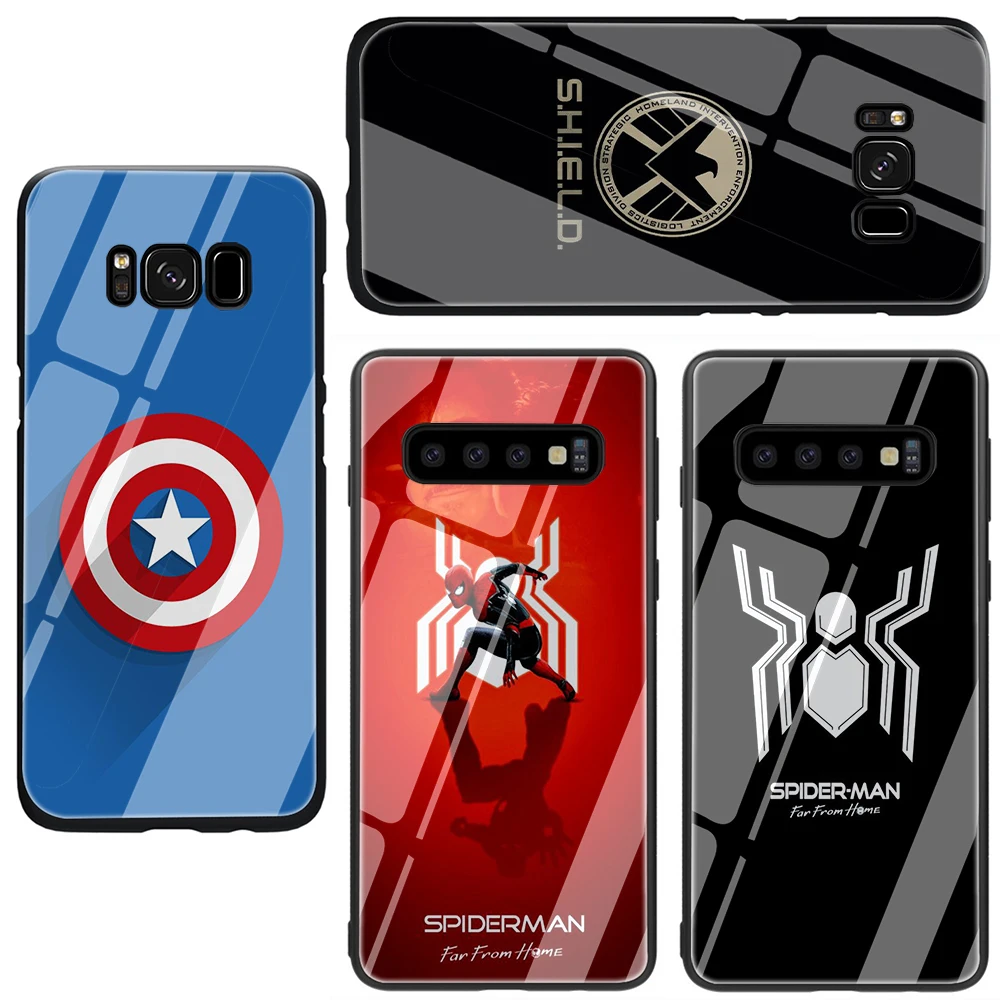 Чехол для телефона из закаленного стекла Marvel hero Samsung Galaxy S7 edge S8 Note 8 9 10 Plus A10 20 30 40 50 60