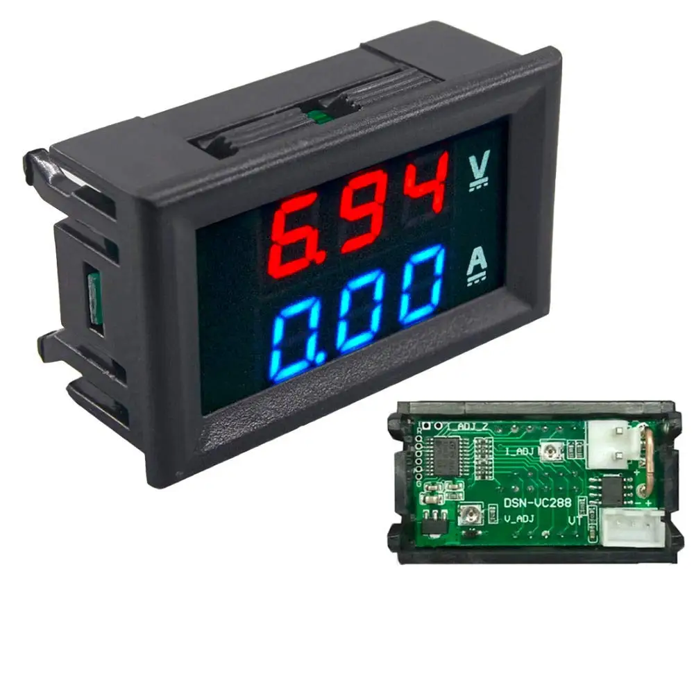 1 шт. DIY DC100V 10A Вольтметр Амперметр синий красный двойной Ампер Вольт Напряжение