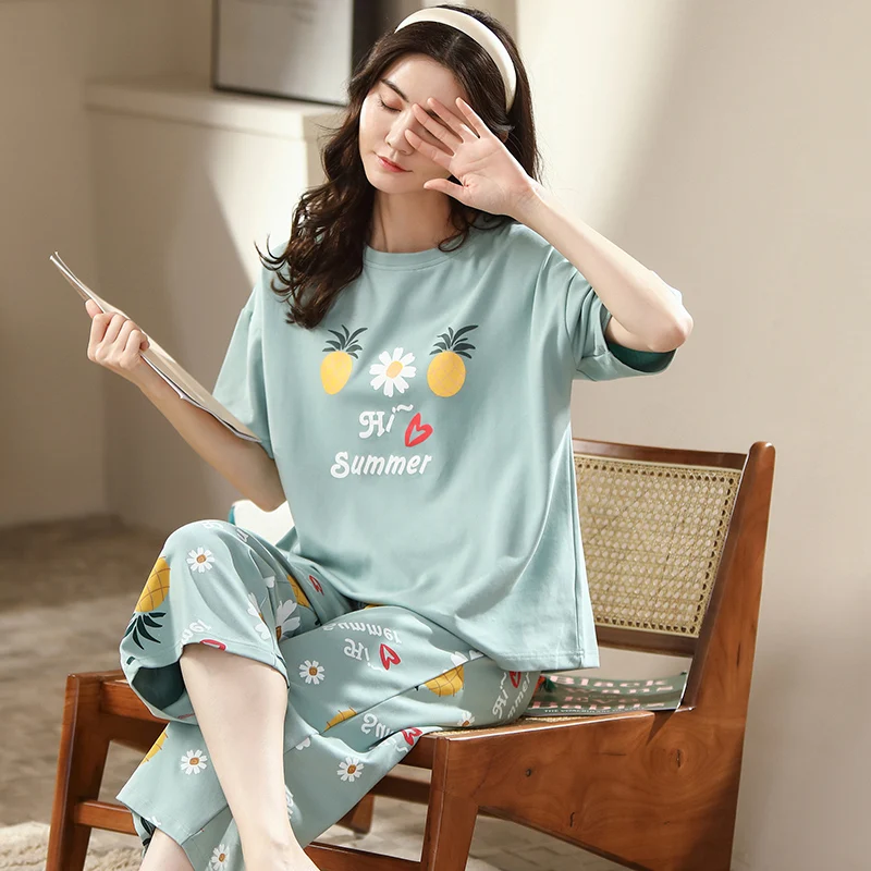 New Summer Pajamas Set Short Sleeves Shorts Cute Cotton Sleepwear Women Large Size Pyjamas Loose Comfort Plaid Pijama Mujer
New Summer Pajamas Set Short Sleeves Shorts Cute Cotton Sleepwear Women Large Size Pyjamas Loose Comfort Plaid Pijama Mujer