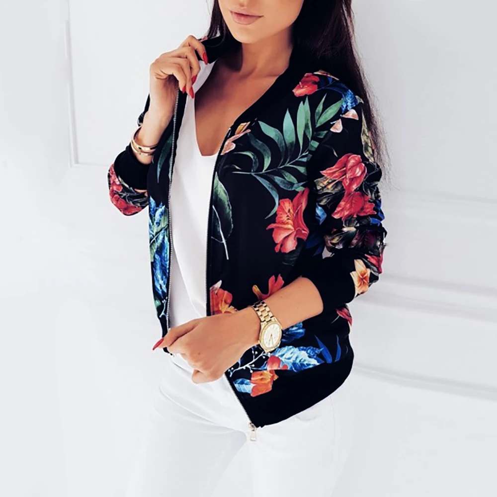 Women's Jacket Floral Printed Long Sleeve O Neck Tops Sweatshirt Spring Slim Womens Coats and Jackets Outwear Zipper Plus Size
Women's Jacket Floral Printed Long Sleeve O Neck Tops Sweatshirt Spring Slim Womens Coats and Jackets Outwear Zipper Plus Size