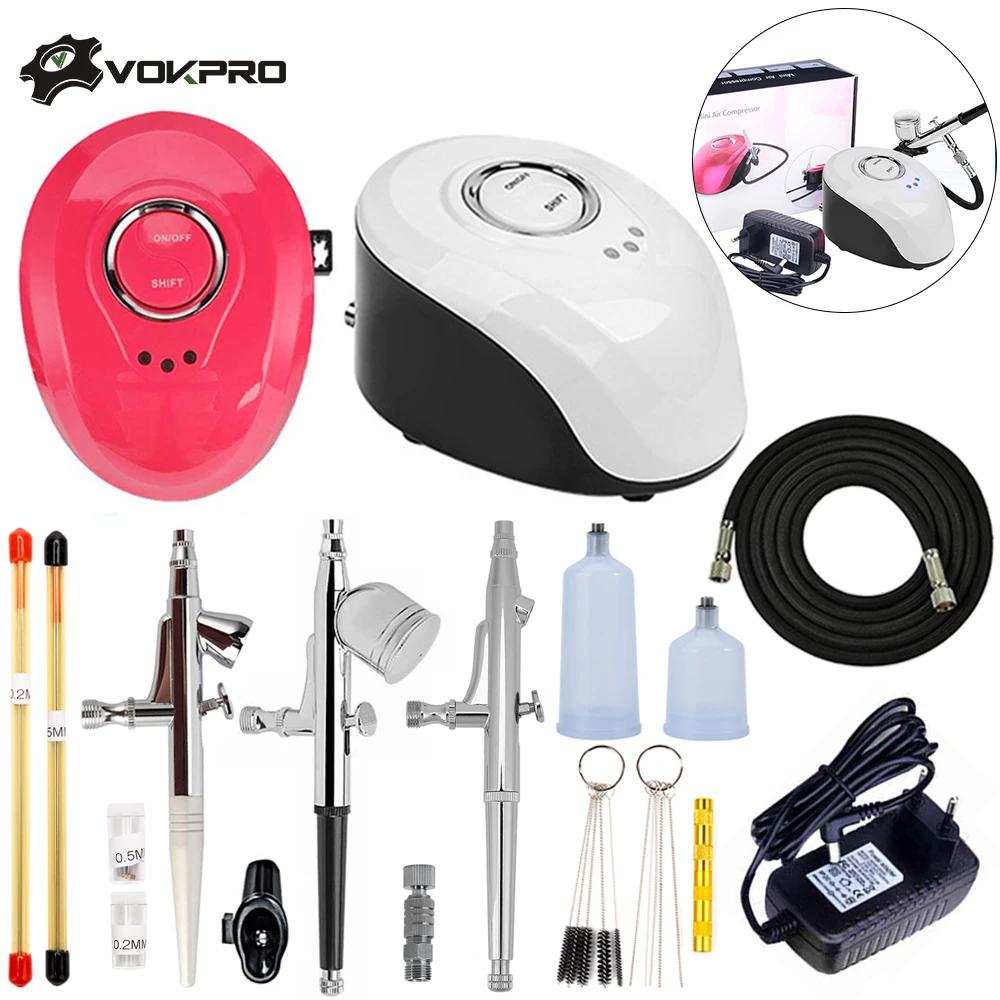 Dual Action 0.2mm Nozzle Airbrush Kit 2cc/7cc Compressor With Air Brush Paint Spray Gun For Nail Art Make Up Air-Brush
Dual Action 0.2mm Nozzle Airbrush Kit 2cc/7cc Compressor With Air Brush Paint Spray Gun For Nail Art Make Up Air-Brush