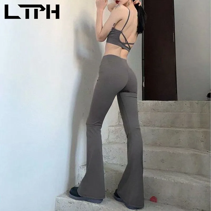 LTPH леггинсы женские спортивные штаны с высокой талией Стрейчевые брюки-трубы для