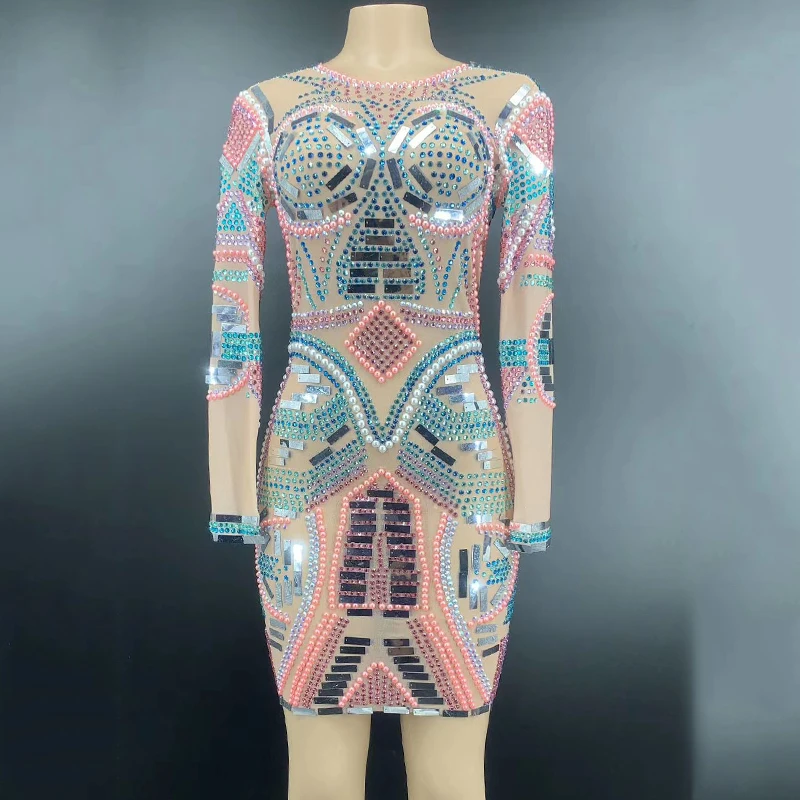 Multi-Color Rhinestones Pearl Sequin Transparent Dress Long Sleeve Birthday Celebrate Dresses Women Nightclub Jazz Costumes DT2
Multi-Color Rhinestones Pearl Sequin Transparent Dress Long Sleeve Birthday Celebrate Dresses Women Nightclub Jazz Costumes DT2