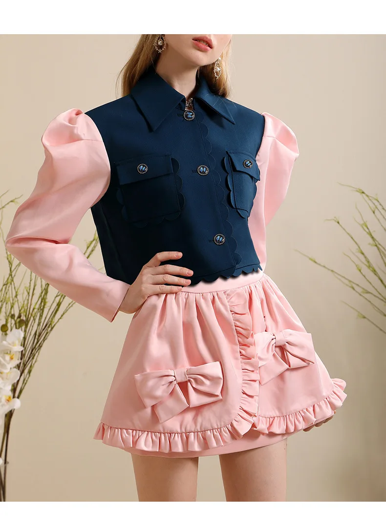 Модный комплект с юбкой, синий, розовый Контрастный ЦВЕТНОЙ костюм, Женская Осенняя Милая дизайнерская трапециевидная короткая юбка с бант...
Модный комплект с юбкой, синий, розовый Контрастный ЦВЕТНОЙ костюм, Женская Осенняя Милая дизайнерская трапециевидная короткая юбка с бант...