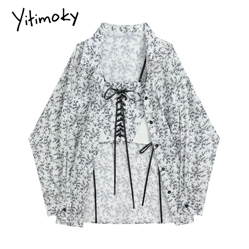 Yitimoky 2022 Весенняя женская рубашка с цветочным принтом модная блузка с длинным рукавом и жилет на шнуровке Корейская шикарная одежда из двух ...
Yitimoky 2022 Весенняя женская рубашка с цветочным принтом модная блузка с длинным рукавом и жилет на шнуровке Корейская шикарная одежда из двух ...