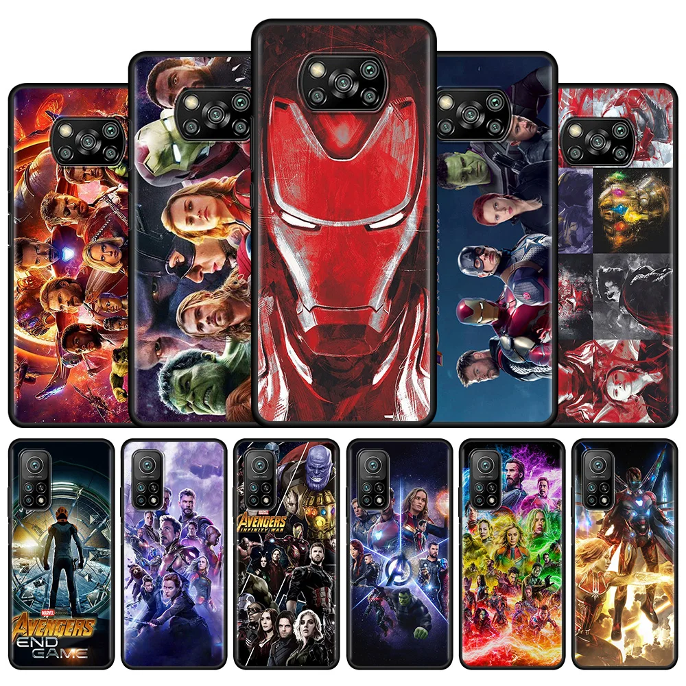 

Marvel Avengers Endgame Phone Case for Xiaomi Poco X3 NFC M3 Pocophone F1 F3 GT Redmi Note 9S 9 8 10 Pro 7 K40 9C 9A Soft Cover
