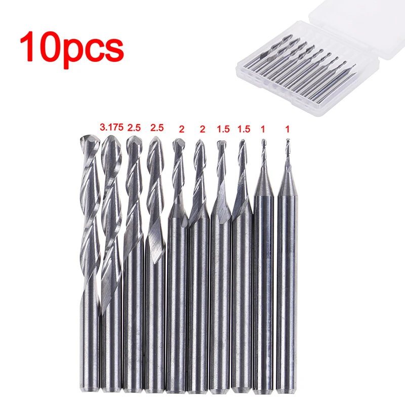10Pcs 5 specifications 1.0-3.175mm Ball-end spiral milling cutter Acrylic Burrless Engraving Machine Tools Accessories
10Pcs 5 specifications 1.0-3.175mm Ball-end spiral milling cutter Acrylic Burrless Engraving Machine Tools Accessories