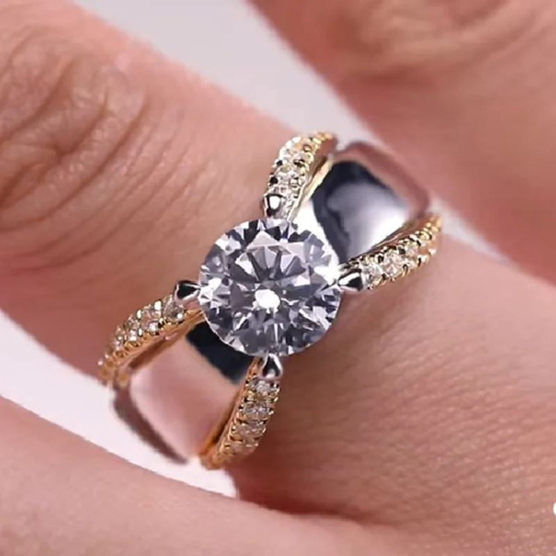 Classic Two-Tone Golden Silver Color Crystal Zircon Ring for Women Engagement Party Wedding Rings Jewelry Hand Accessories
Classic Two-Tone Golden Silver Color Crystal Zircon Ring for Women Engagement Party Wedding Rings Jewelry Hand Accessories