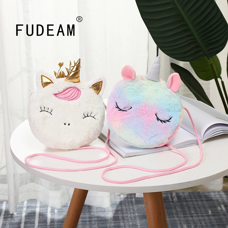 Детский кошелек для мелочи FUDEAM мягкая плюшевая сумочка на молнии с изображением