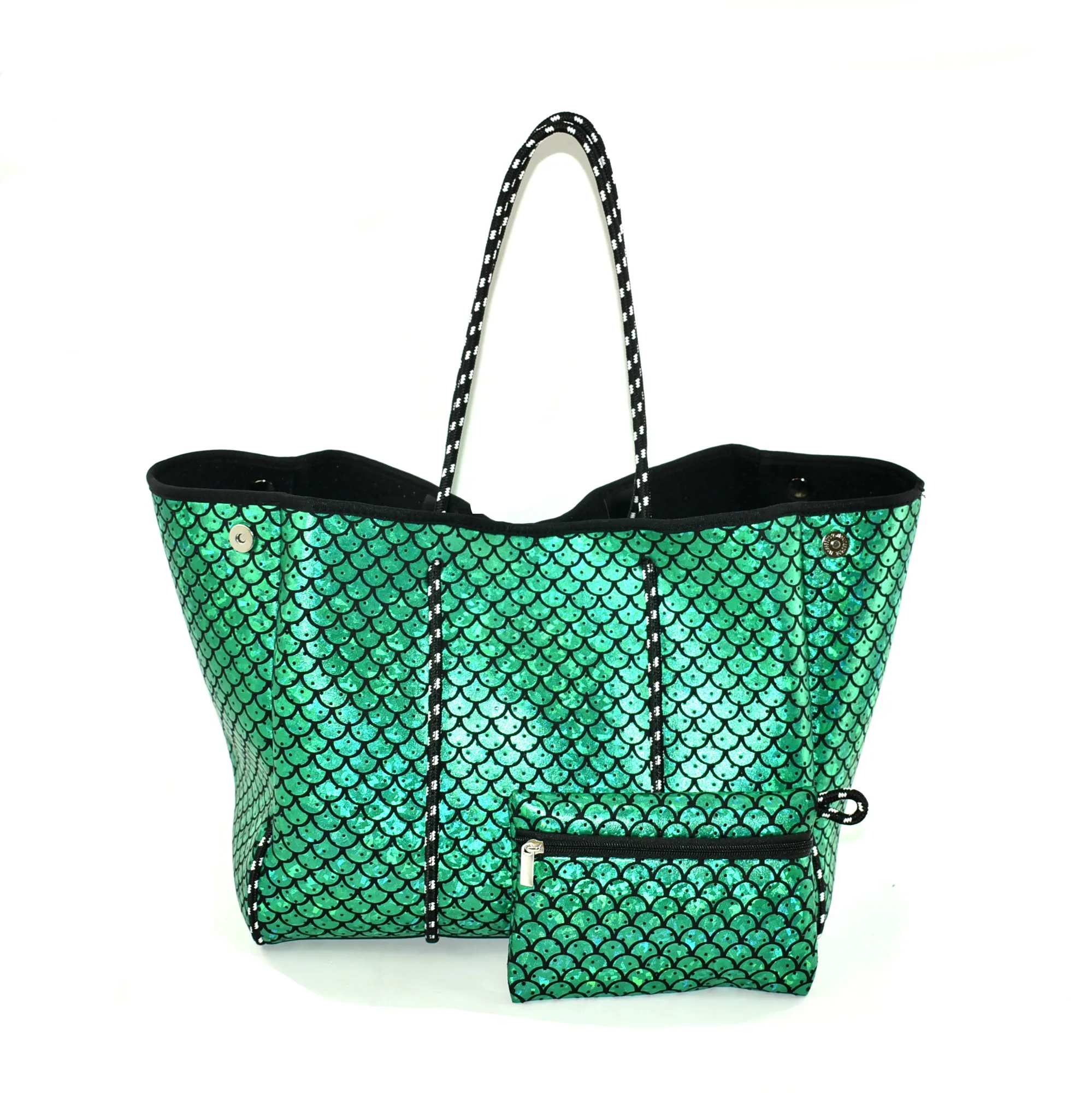 2022 летняя Неопреновая большая осенняя Зеленая весовая блестящая неопреновая сумка-тоут 
2022 летняя Неопреновая большая осенняя Зеленая весовая блестящая неопреновая сумка-тоут