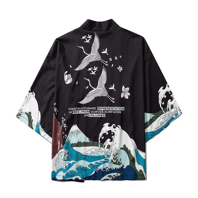 Japan Style Crane Printed Black Thin Kimono Men Japanese Streetwear Vintage Cardigan Jackets Casual Outerwear 2020
Japan Style Crane Printed Black Thin Kimono Men Japanese Streetwear Vintage Cardigan Jackets Casual Outerwear 2020