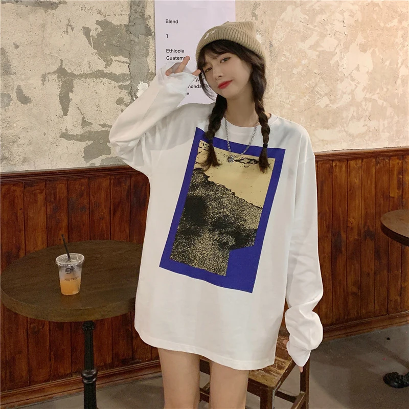 Fall Clothes Women Loose Personality Print Long Sleeve T Shirts Thin Fashion Trend High Street Hip Hop Oversized Pulovers White
Fall Clothes Women Loose Personality Print Long Sleeve T Shirts Thin Fashion Trend High Street Hip Hop Oversized Pulovers White