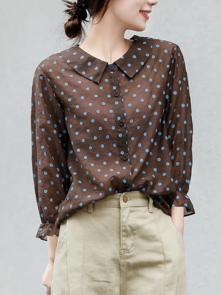 Women's Spring Autumn Style Blouse Shirt Women's Peter Pan Collar Button Polka Dots Elegant Loose Tops SP930
Women's Spring Autumn Style Blouse Shirt Women's Peter Pan Collar Button Polka Dots Elegant Loose Tops SP930