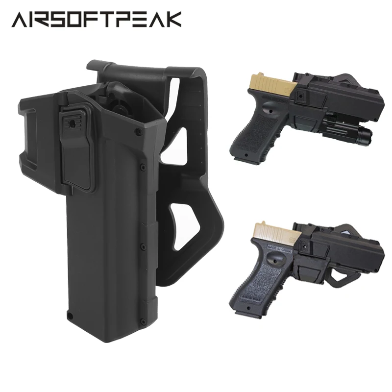 Tactical Movable Pistol Gun Holster for Glock 17 18 with Flashlight or Laser Mounted Right Hand Waist Belt Gun Holster
Tactical Movable Pistol Gun Holster for Glock 17 18 with Flashlight or Laser Mounted Right Hand Waist Belt Gun Holster
