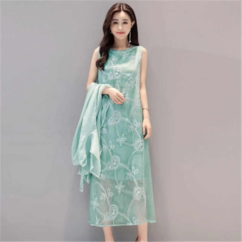 High quality Women Faux Silk Long Dress plus size vintage women loose summer dress vestidos Loose Female dress 2 pieces T326
High quality Women Faux Silk Long Dress plus size vintage women loose summer dress vestidos Loose Female dress 2 pieces T326