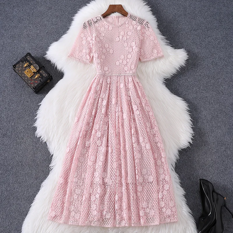 Женское кружевное платье с круглым вырезом, розовое ажурное платье-трапеция с коротким рукавом и цветочным принтом, весна-лето 2021
Женское кружевное платье с круглым вырезом, розовое ажурное платье-трапеция с коротким рукавом и цветочным принтом, весна-лето 2021