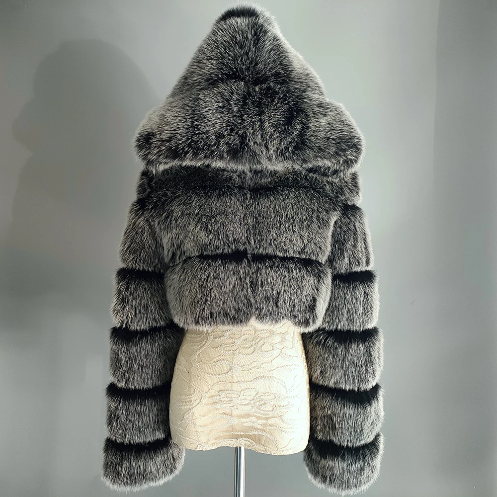 

Fur jacket women short hooded 2021 new young winter fashion imitation fox fur coat abrigos mujer invierno 2021