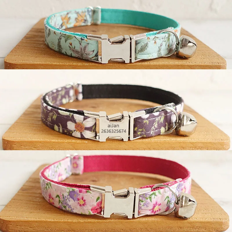 Personalized Cat Collar Name with Bell Yorshire Kitten Chihuahua Collars Adjustable Floral Pattern Engraving ID Tag Nameplate
Personalized Cat Collar Name with Bell Yorshire Kitten Chihuahua Collars Adjustable Floral Pattern Engraving ID Tag Nameplate