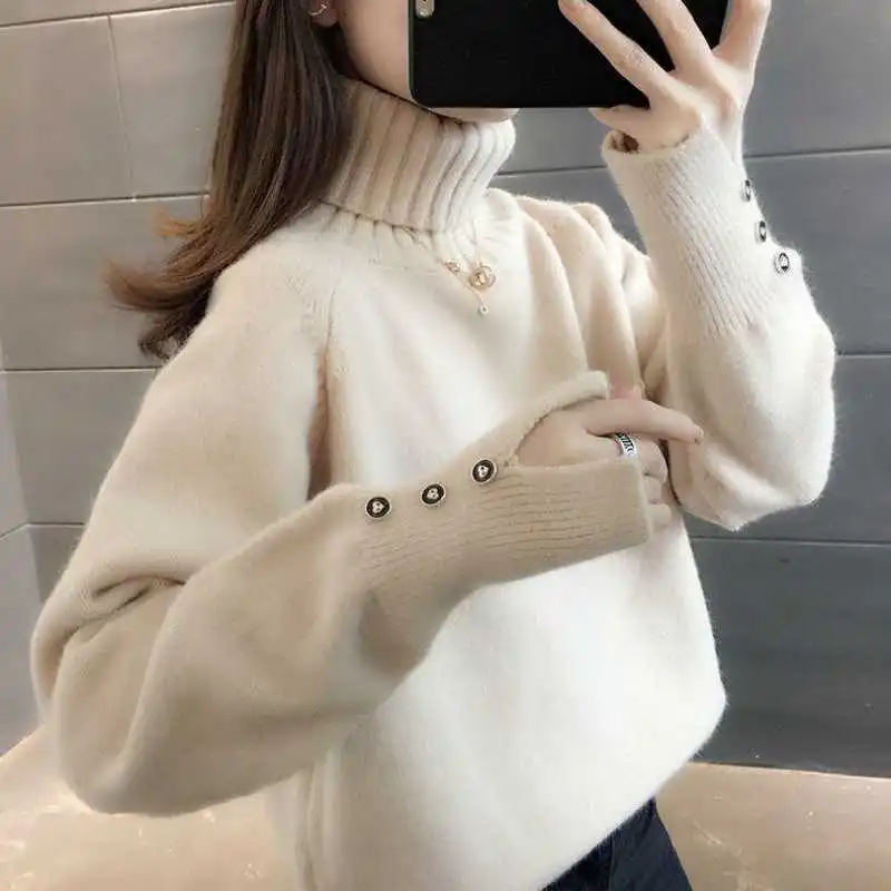 Pullover Sweater Female Sweater High-necked 2022 New Bottoming Shirt Autumn And Winter Loose Long Sleeves Sweater Clothing
Pullover Sweater Female Sweater High-necked 2022 New Bottoming Shirt Autumn And Winter Loose Long Sleeves Sweater Clothing