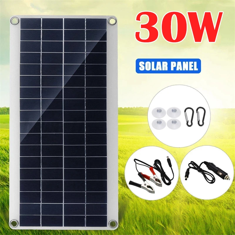 Flexible Solar Panel Complete Kit 30W 12V USB Solar Cell Power Portable Solar Plate Battery Charge for Car RV Boat Roof Camping
Flexible Solar Panel Complete Kit 30W 12V USB Solar Cell Power Portable Solar Plate Battery Charge for Car RV Boat Roof Camping