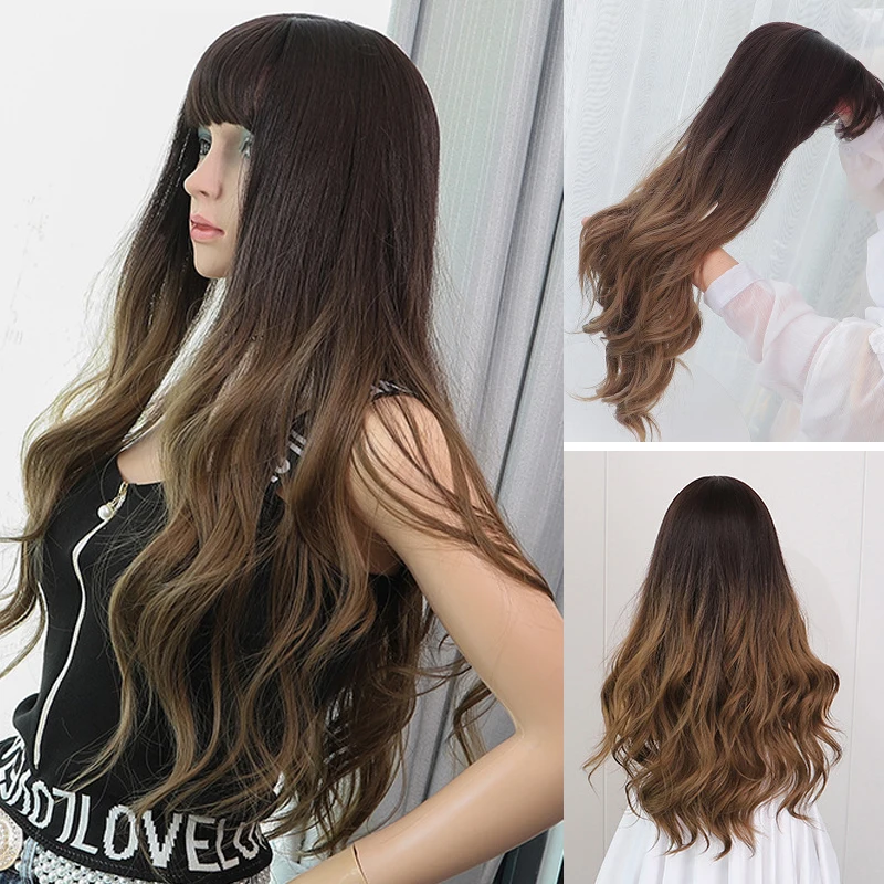 LANLAN Synthetic Black Gradient Brown Wigs Long Wave Wig for Women Party/Daily Heat Resistant Fibre Wig.
LANLAN Synthetic Black Gradient Brown Wigs Long Wave Wig for Women Party/Daily Heat Resistant Fibre Wig.