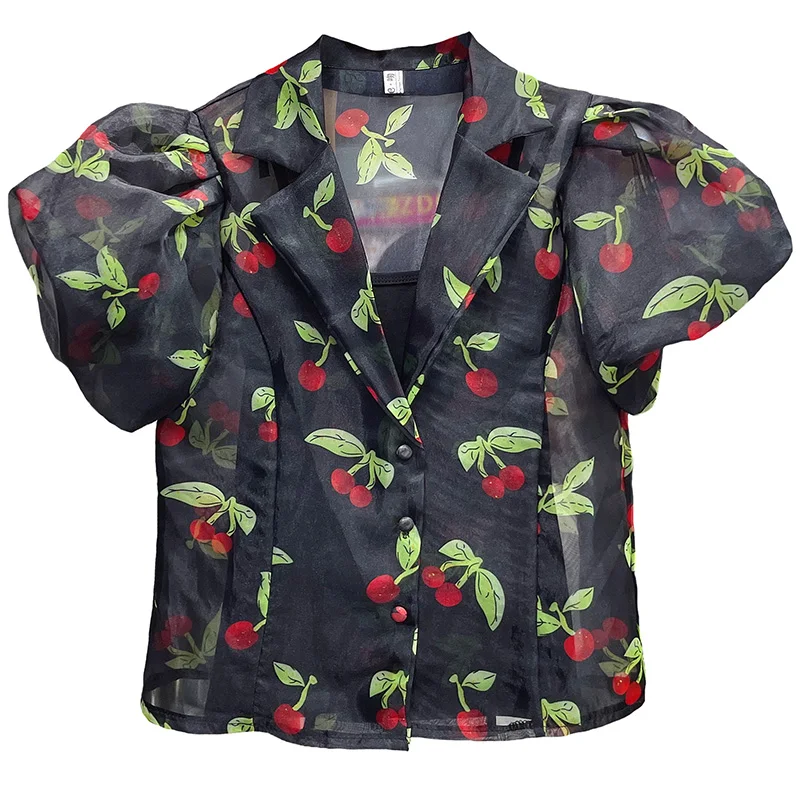 Organza Shirt for Women 2021 New Summer Short Sleeve Floral Print Sexy Tops Outer Wear Blouses Femme White Black
Organza Shirt for Women 2021 New Summer Short Sleeve Floral Print Sexy Tops Outer Wear Blouses Femme White Black