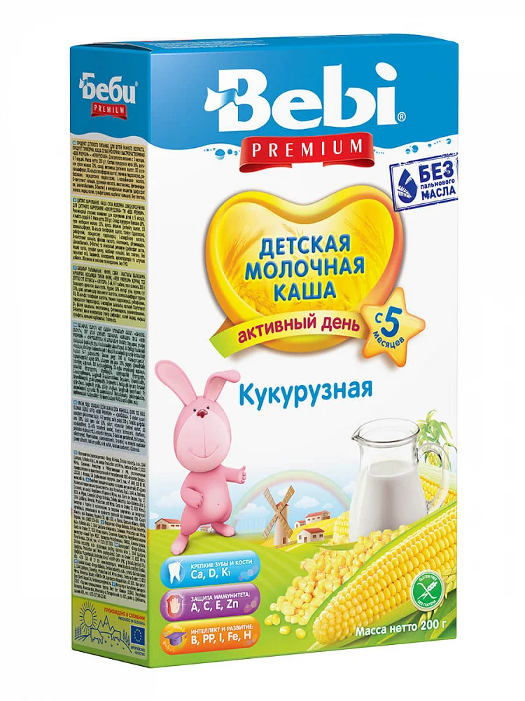 Bebi Premium молочная каша кукурузная с 5 мес. 200 г|Сухие детские каши молочные| |