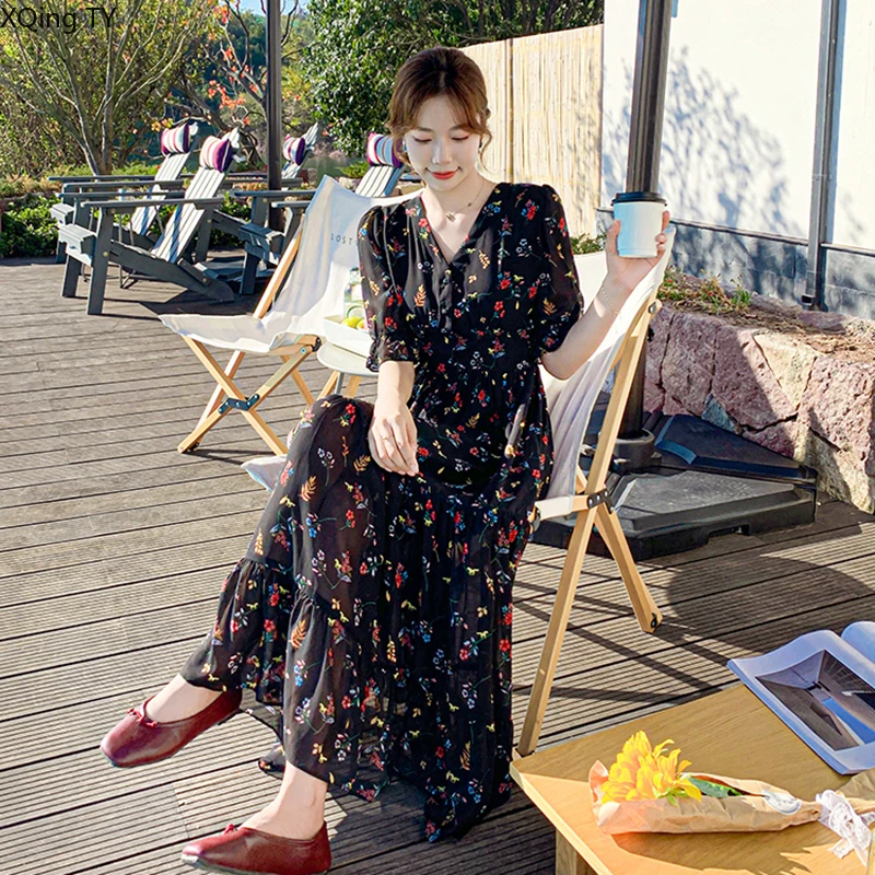 Casual A-Line Dress For Women 2021 Summer New Arrival Fashion V-Neck Short Sleeve Dress Ladies Black Print Slim Holiday Dress
Casual A-Line Dress For Women 2021 Summer New Arrival Fashion V-Neck Short Sleeve Dress Ladies Black Print Slim Holiday Dress