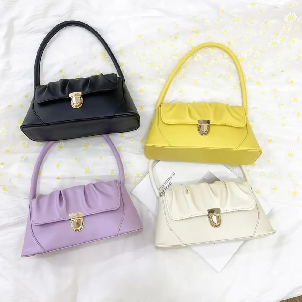 Pleated Female Flap Underarm Shoulder Bag Simple PU Leather Women Handbag Tote Popular Simple Female Daily Bag 
Pleated Female Flap Underarm Shoulder Bag Simple PU Leather Women Handbag Tote Popular Simple Female Daily Bag