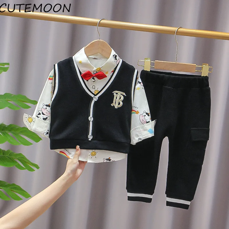 Kids Boys Outfits For 1-4Y Boys Clothing Set Boys Tracksuit Spring Autumn Fashion Cotton Bow Style Shirt+vest+pants 2pcs
Kids Boys Outfits For 1-4Y Boys Clothing Set Boys Tracksuit Spring Autumn Fashion Cotton Bow Style Shirt+vest+pants 2pcs
