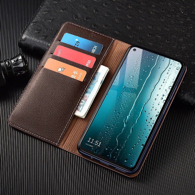 

Litchi Pattern Genuine Leather Wallet Case for Sony Xperia XA XA1 XA2 XA3 XZ XZ1 XZ2 XZ3 XZ4 XZ5 Plus Magnetic Flip Cover Cases