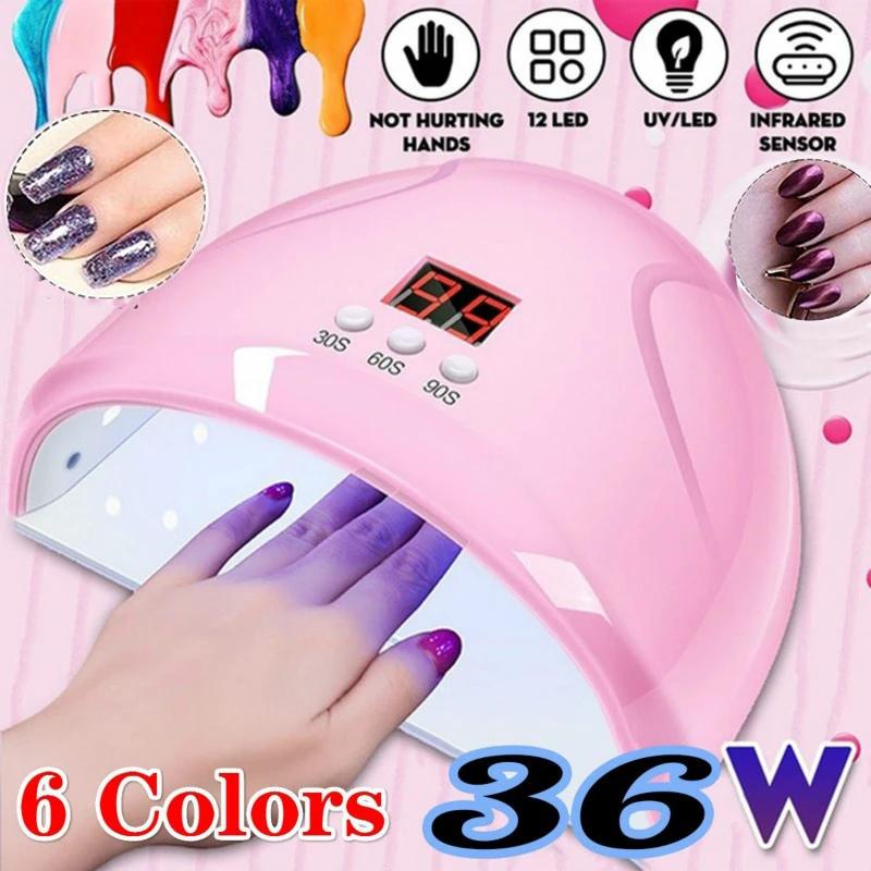 36W 6 Colors Nail Lamp Nail Light Therapy Machine Hand Nail Tool Baking Lamp Nail Art Gels Dryer Curing Timing Manicure Machine
36W 6 Colors Nail Lamp Nail Light Therapy Machine Hand Nail Tool Baking Lamp Nail Art Gels Dryer Curing Timing Manicure Machine