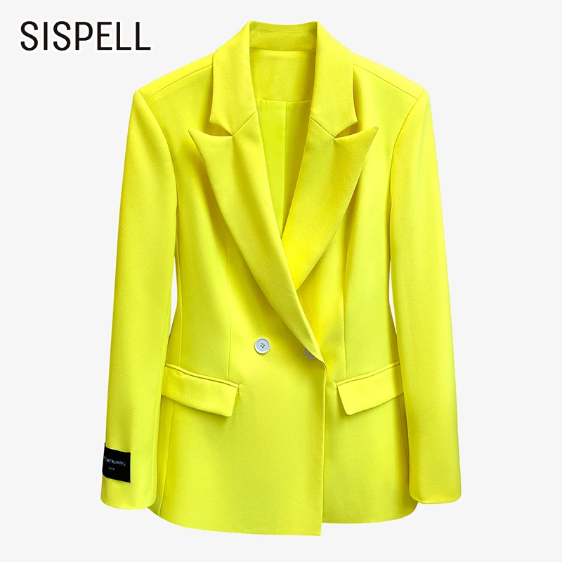 Женское пальто с высокой талией SISPELLL, однотонное повседневное пальто с надписью, воротником с лацканами и длинными рукавами, свободного покроя 
Женское пальто с высокой талией SISPELLL, однотонное повседневное пальто с надписью, воротником с лацканами и длинными рукавами, свободного покроя