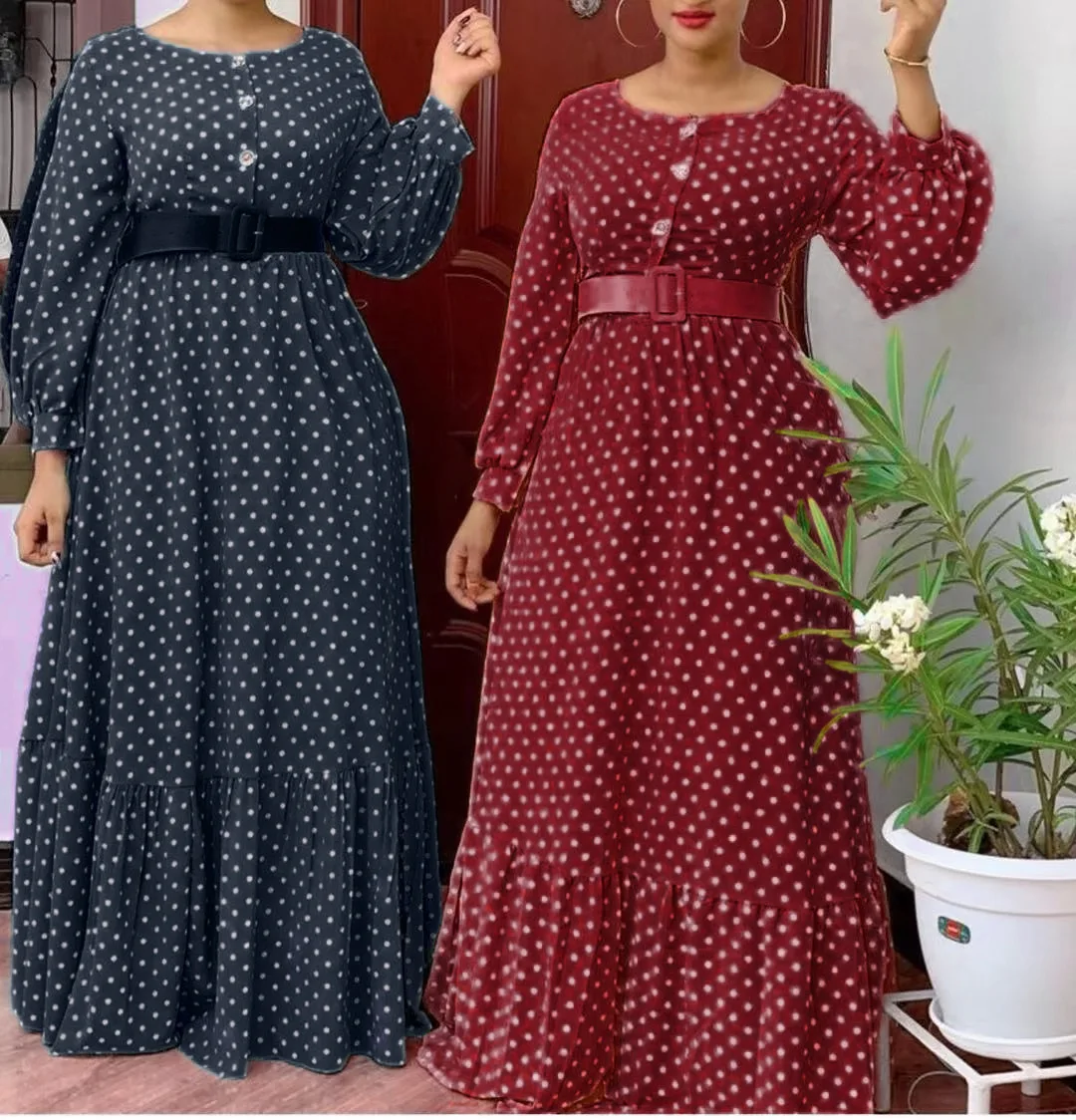 Women African Dresses 2021 Spring Summer Fashion Print Polka Dot Chiffon Maxi Dress Kaftan Abaya Elegant Evening Africa Clothing
Women African Dresses 2021 Spring Summer Fashion Print Polka Dot Chiffon Maxi Dress Kaftan Abaya Elegant Evening Africa Clothing