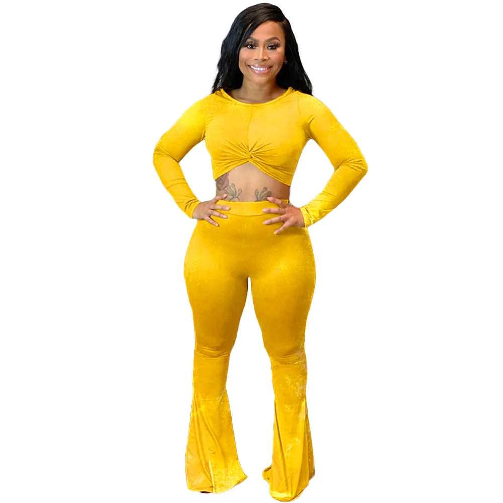 RStylish Autumn Velvet Women Solid Color Bodycon Velour Outfit Long Sleeve Crop Top Flare Leg Pants Two Piece Set
RStylish Autumn Velvet Women Solid Color Bodycon Velour Outfit Long Sleeve Crop Top Flare Leg Pants Two Piece Set
