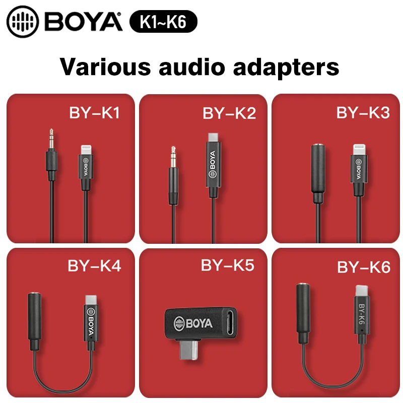 Кабель для микрофона BOYA кабель с разъемом 3 5 мм Lightning/Typec Apple Android камеры DRLR Canon K2 K3 K4