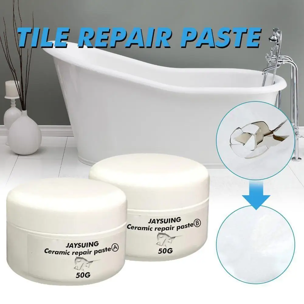 New Tub Tile and Shower Repair Kit Porcelain Crack Chip Ceramic Floor Repairing Cream repair Paste Bathroom Supplies 50g+50g
New Tub Tile and Shower Repair Kit Porcelain Crack Chip Ceramic Floor Repairing Cream repair Paste Bathroom Supplies 50g+50g
