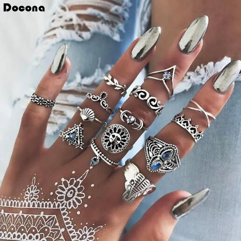 Docona 14pc Vintage Silver Color Rings Sets for Women Elephant Flowers Leaf Clear Crystal Stone Heart Wedding Ring Jewelry 9487
Docona 14pc Vintage Silver Color Rings Sets for Women Elephant Flowers Leaf Clear Crystal Stone Heart Wedding Ring Jewelry 9487