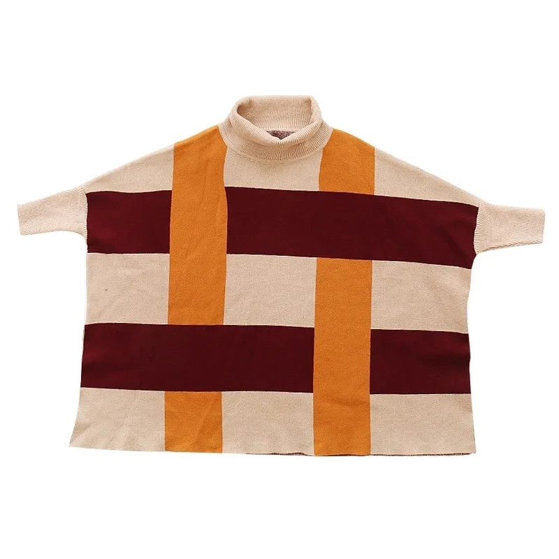 Winter Plaid Girls Loose Sweaters Children Knitting Bat's-Wing-Sleeved Sweater Turtleneck Fashion Korean-Style Cloak Plaid Coat
Winter Plaid Girls Loose Sweaters Children Knitting Bat's-Wing-Sleeved Sweater Turtleneck Fashion Korean-Style Cloak Plaid Coat