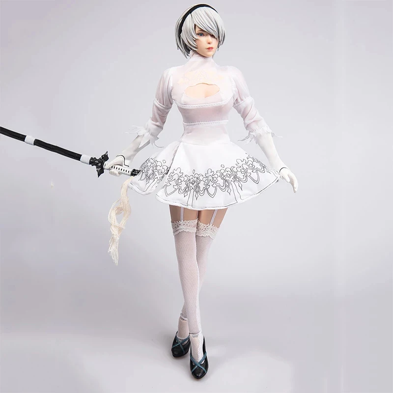 1/6 NieR Automata 2B тим073 боевой костюм юбка одежда голова Лепка резьба для 12 дюймов