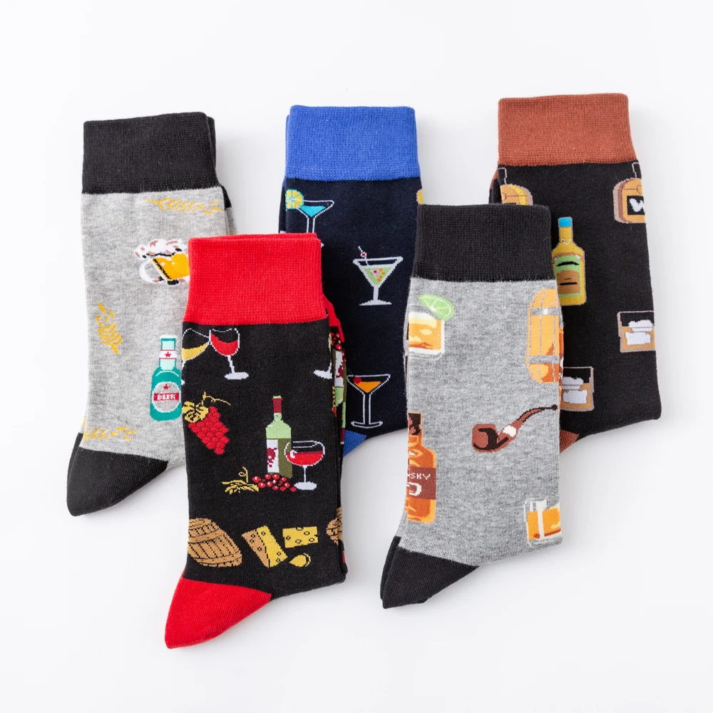 Newest Colorful Wine Beer Pattern Novelty Crew Men's Funny Food Kawaii Sokken Creative Casual Cotton Socks For Male
Newest Colorful Wine Beer Pattern Novelty Crew Men's Funny Food Kawaii Sokken Creative Casual Cotton Socks For Male